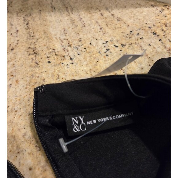 New! Mock Neck Purple Red Gray Plaid NY&Co. Dress Sz XL Pockets Academia Midi - Picture 12 of 16